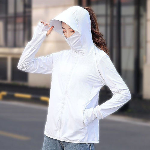 Sunscreen clothes women's ice silk UV protection 2022 summer new sunscreen clothes thin breathable hooded Cycling Jacket
