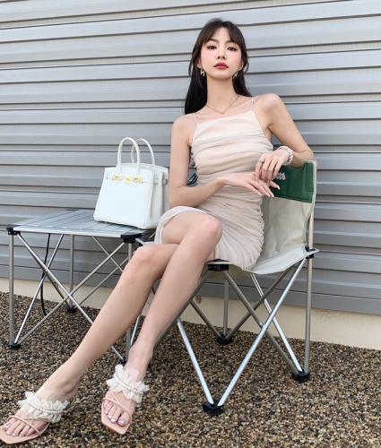 Actual shooting of  summer clothes new sexy pure desire temperament mesh suspender dress tight Hip Wrap Skirt women's fashion