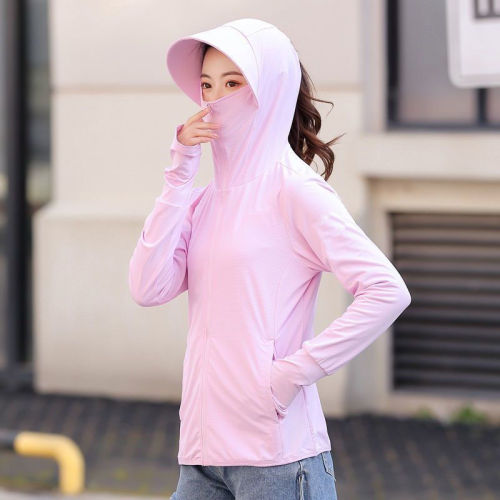 Sunscreen clothes women's ice silk UV protection 2022 summer new sunscreen clothes thin breathable hooded Cycling Jacket