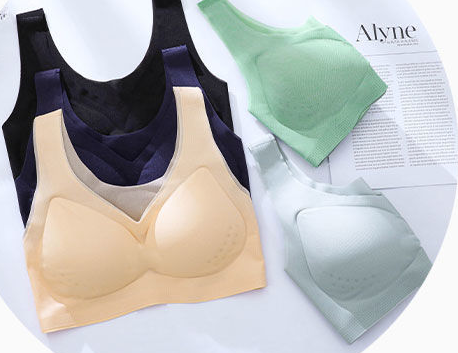 Summer ice silk traceless bra, integrated sports bra, underwear, women's thin large chest, small chest, converging bra