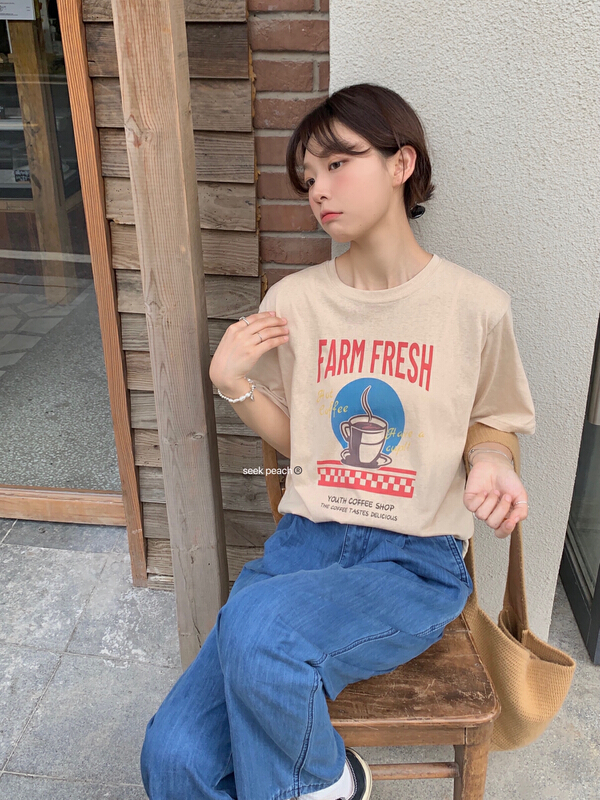 [seek peach] Pullover fashion Korean Short Sleeve T-shirt 5311\ll