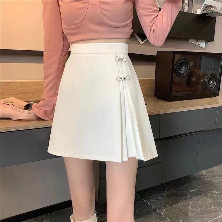 [Manulife] high waist lady skirt (with detachable bow) ys1-1892\ll