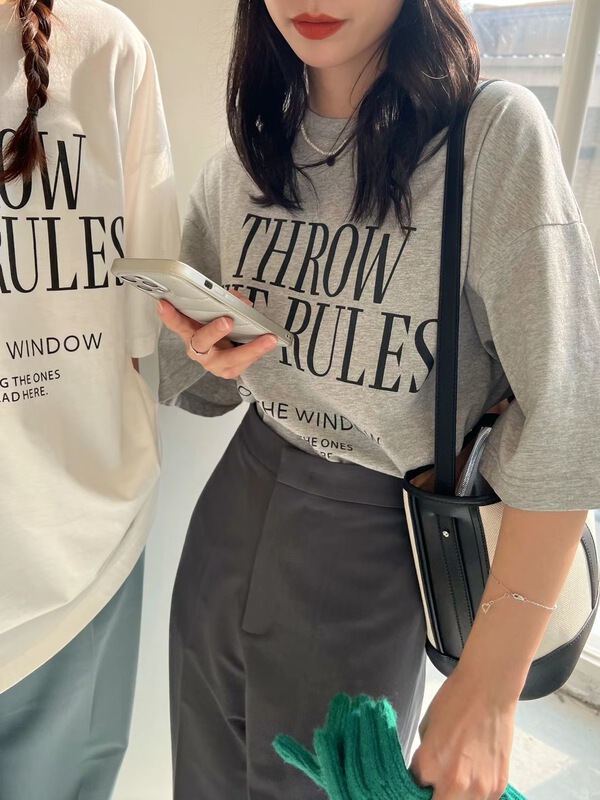 New year in early spring! [sanbara] round neck lettered printed loose retro short sleeve T-shirt ys1-9023\lsw