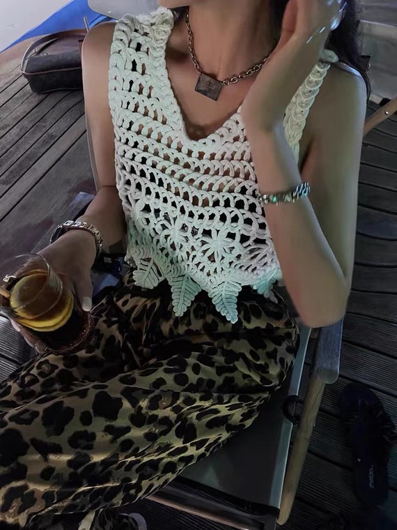 [c.h.z] niche design hollow out irregular vest / sling 007786\wtt