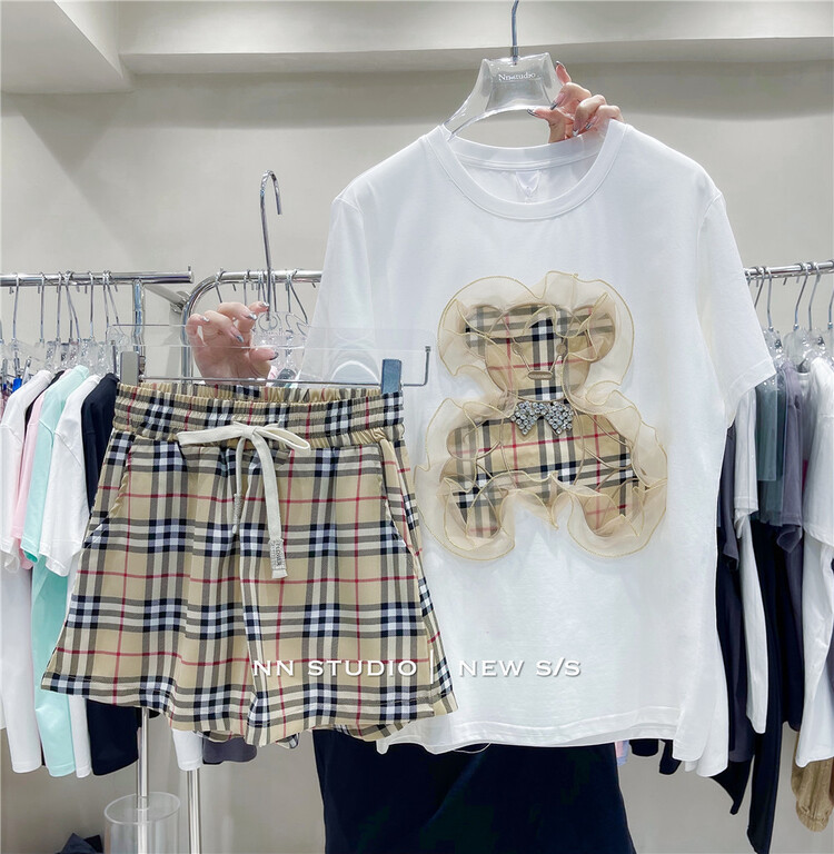[NN] classic check bear loose short sleeve T-shirt 7515\xyy