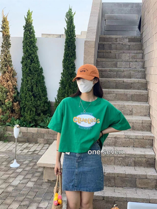 [one seven] letter print loose short sleeve T-shirt 5088\xyy