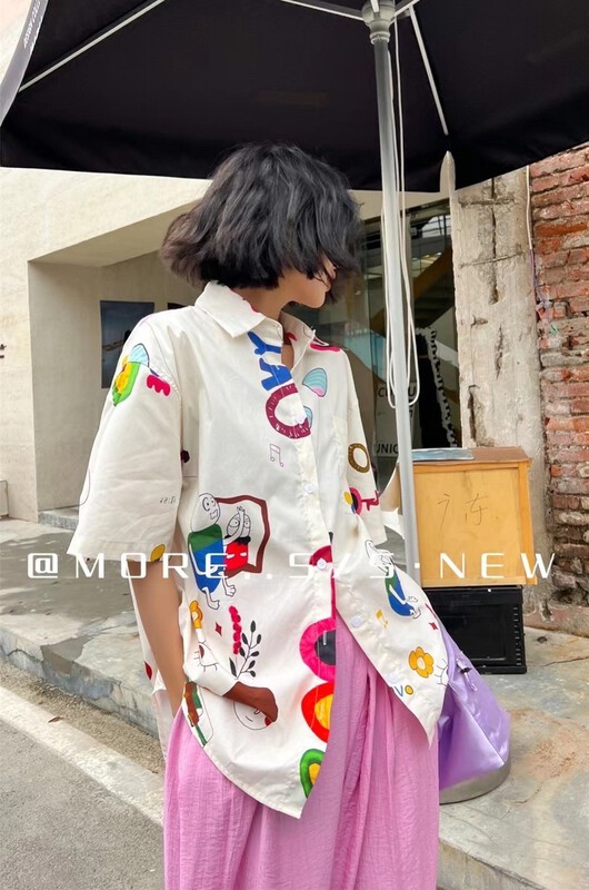 [m.zz] letter printed Slouchy shirt 9195\lsw