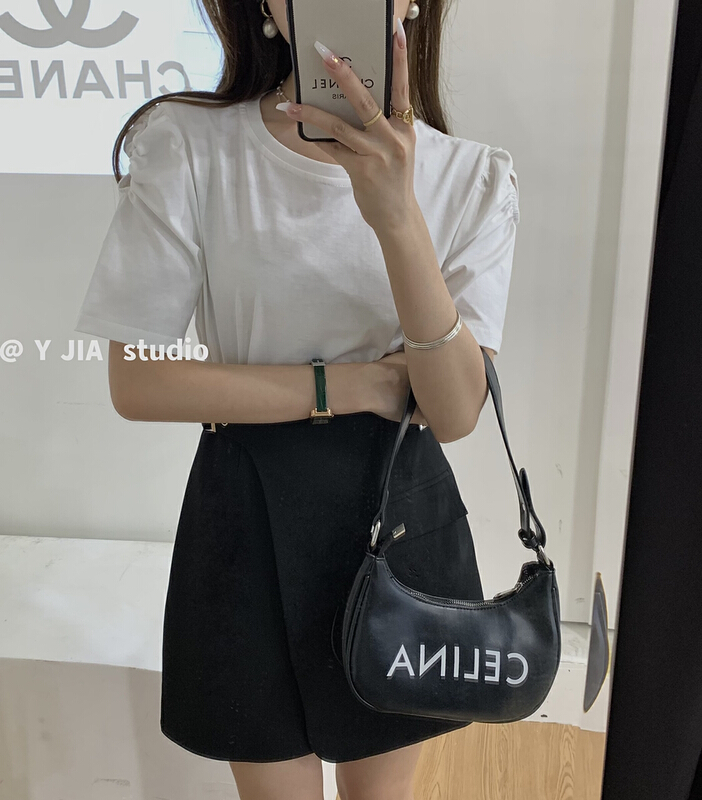 [y.jia EJA] casual round neck off shoulder short sleeve + design adjustable button skirt suit ys1-6762\pcz