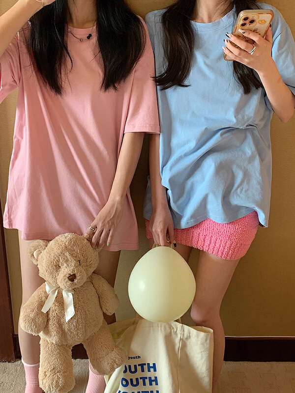 [j.2] solid casual simple loose fit short sleeve T-shirt 70205\lsw