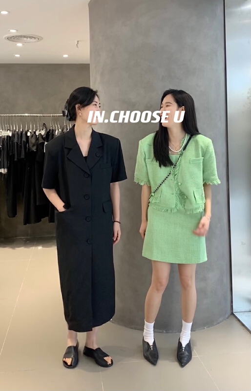 [in.choose u] temperament small fragrance shirt + slim dress set 6232\zxl