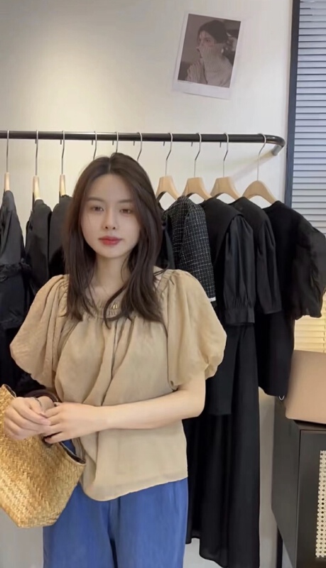 [OIT] French Style Bubble Sleeve Shirt 9180\hbx