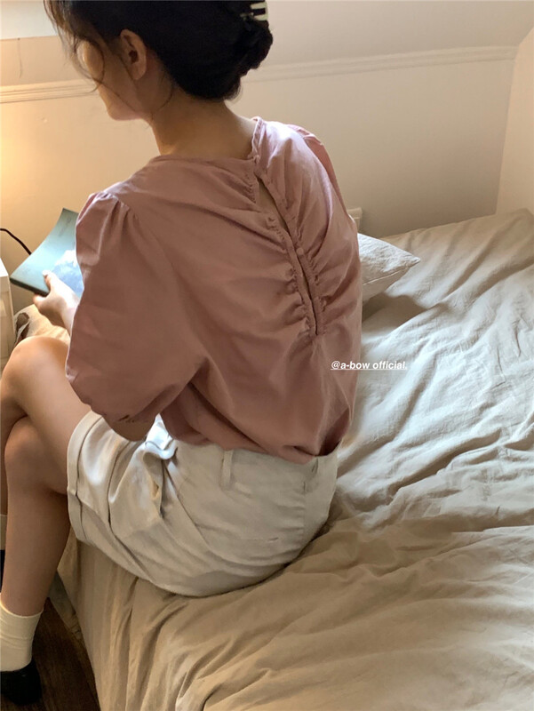 [a-bow studio] fresh and simple round neck shirt 15187\zjy