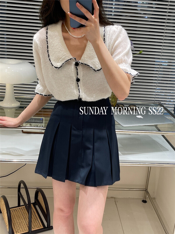【SUNDAY MORNING】韓版撞色邊短款針織衫  9001#  ZSY