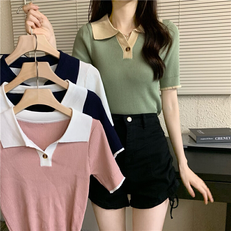 [f · P] color blocked fresh and simple T-shirt 81055\hbx