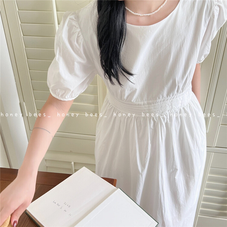 [honeybees] pleated lady round neck dress ys1-8912\l