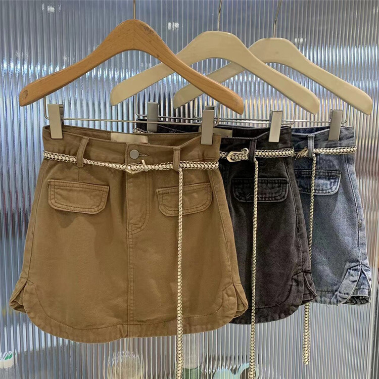[o not 1] high waist shows thin temperament denim skirt (with belt) w797\lsw