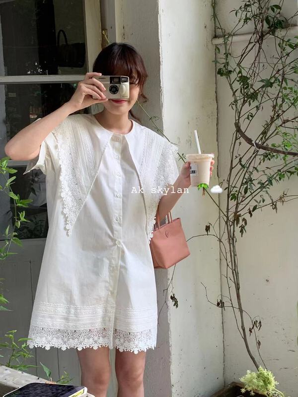 [A.K skylan] short sleeve button lace dress 82612\zxl