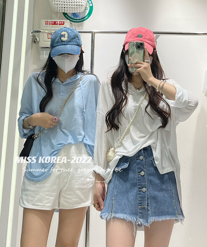 [Miss Korea] versatile fashion hooded loose sunscreen shirt (only selling sunscreen shirts) 6865\hbx