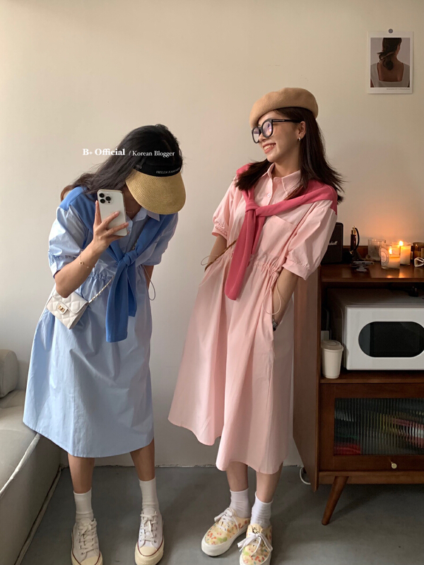 [B plus] stitched casual waist dress 22-9413-2\hbx