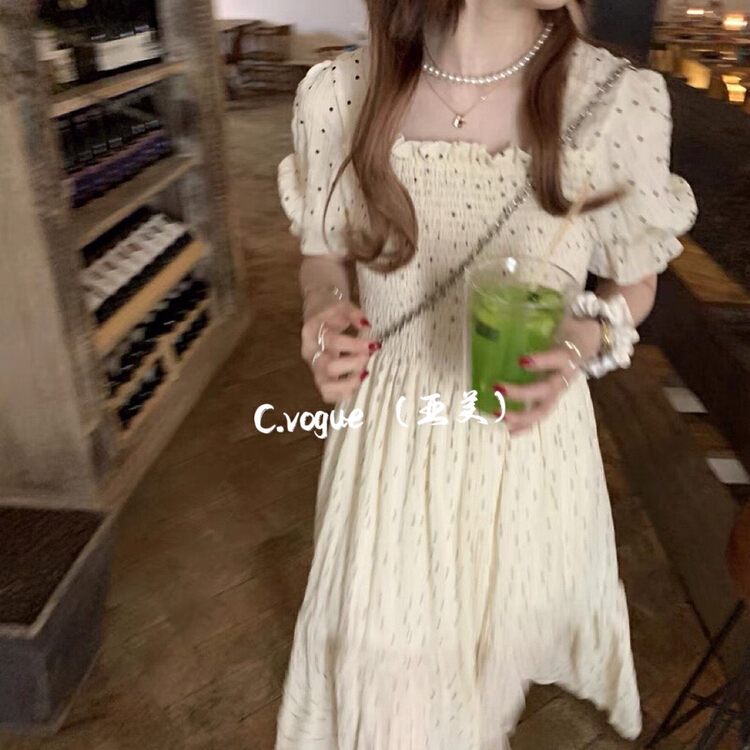 早春上新!【C.VOGUE】法式方領修身顯瘦波點連衣裙(只賣連衣裙)  2352#  PCZ