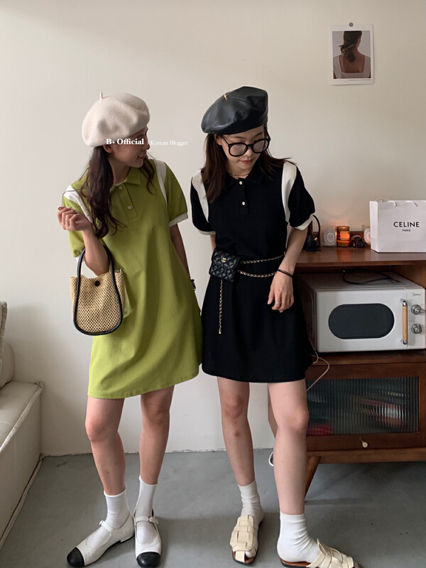 [B plus] small fresh patchwork polo dress 22-397-2\hbx