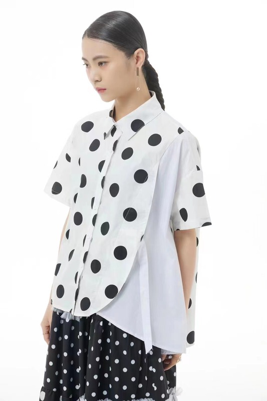 New in early summer! [size] Korean design wave point foreign style shirt 3289\lsw