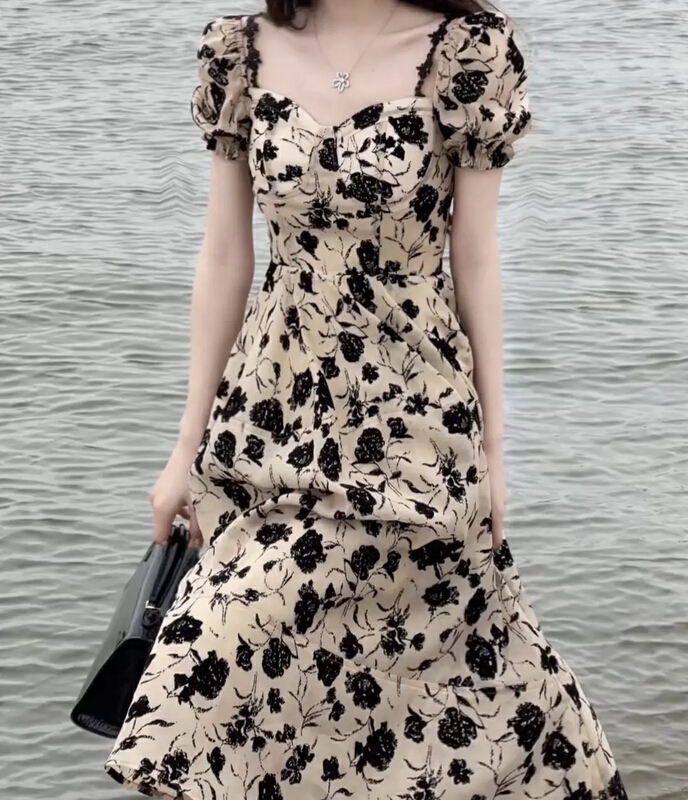 [JH] little woman floral bubble sleeve dress 41866\pcz