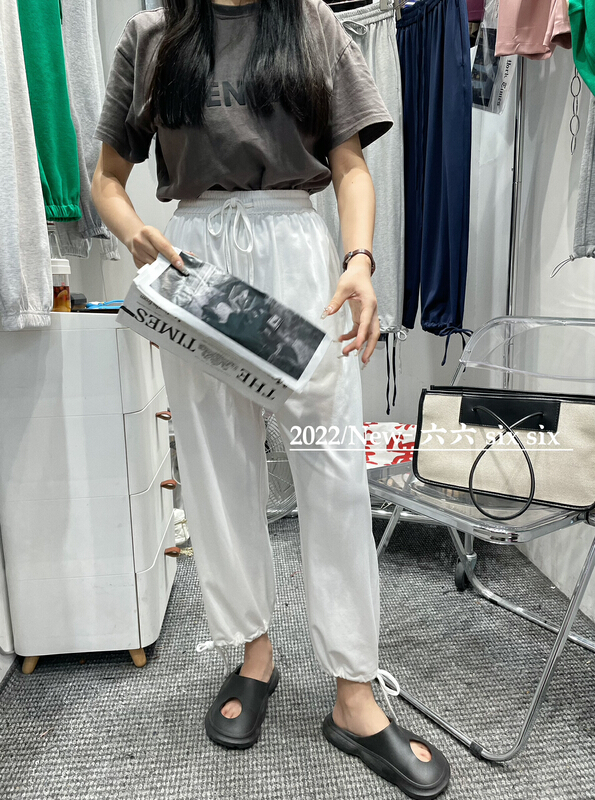 [66] elastic waist simple comfortable casual pants 186\l