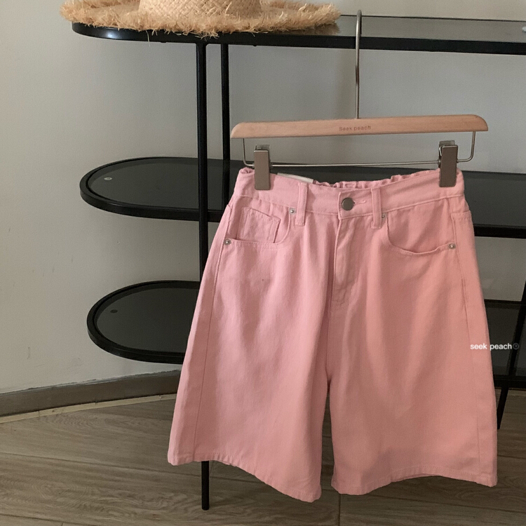 [seek peach] high waist comfortable and versatile denim shorts p20027\ll