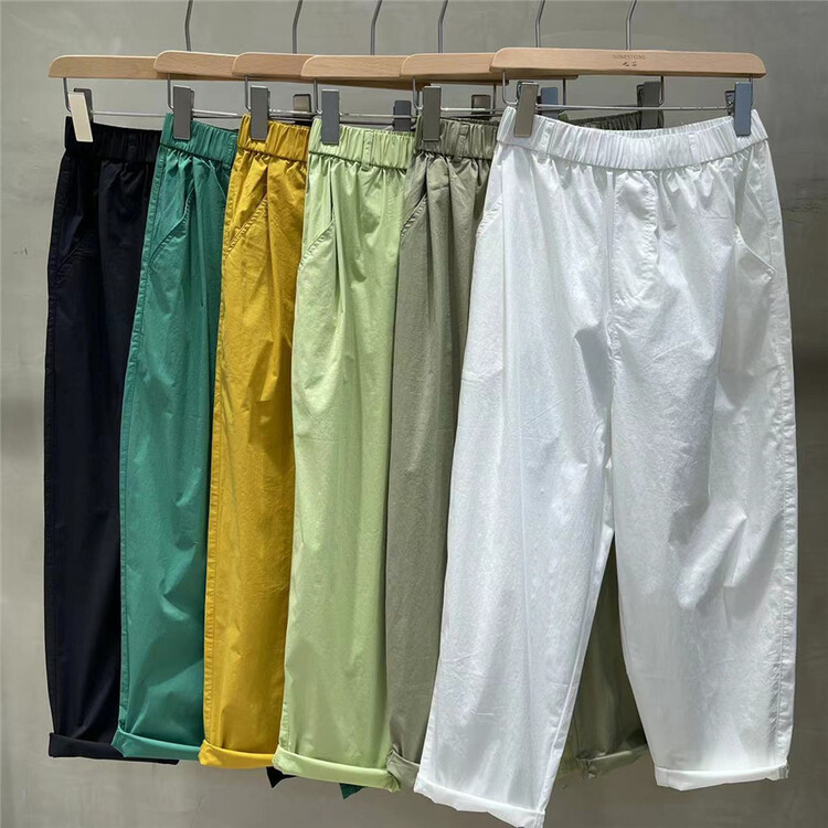 [fabric] elastic waist Harlan comfortable casual pants 862026\l
