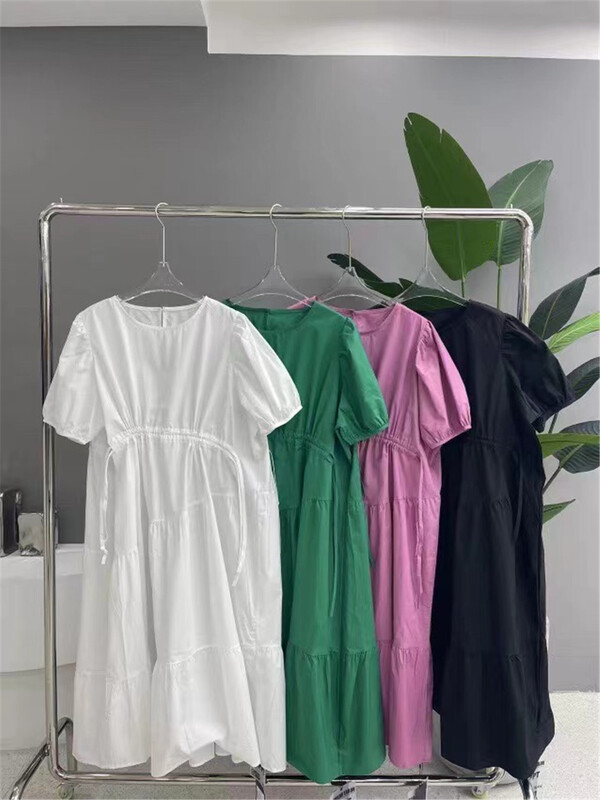 [ppt] round neck fresh and simple Pleated Dress ys1-6712\l