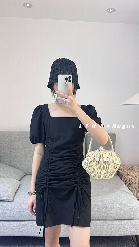 [Lina] slim square neck ZIP DRESS 0183\hjy