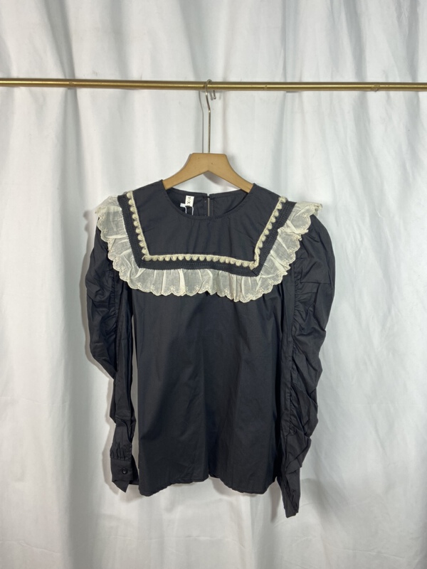 [Yi show shop] retro shirt with stitching design 1641\\cl
