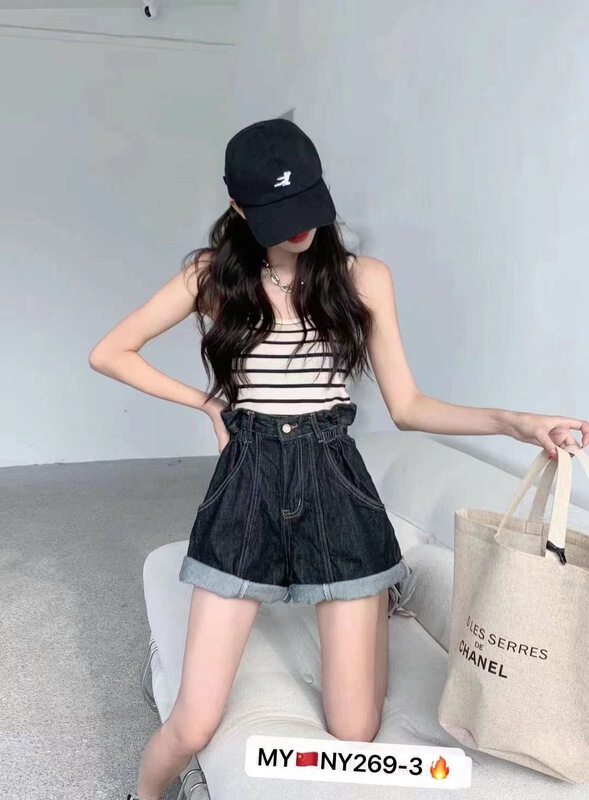 [x2 square] Korean simple and slim denim shorts (with belt) ny269\ll