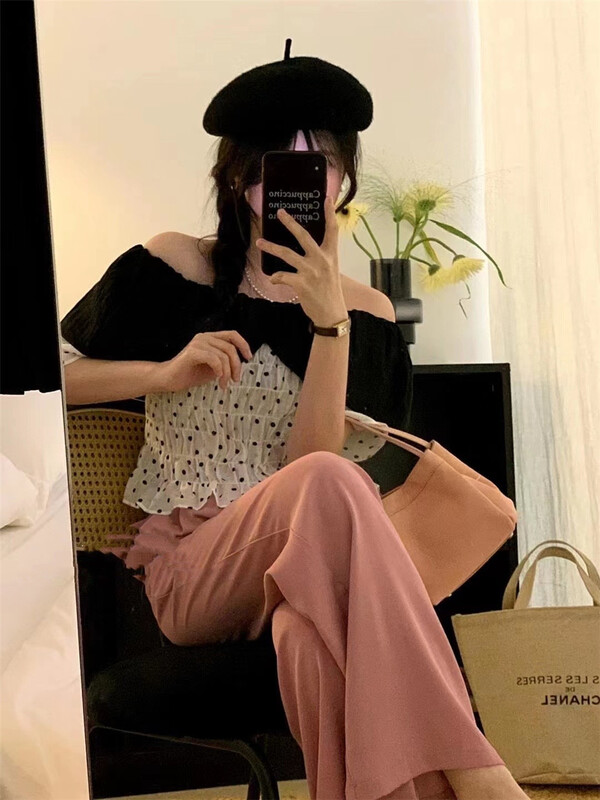 [OA] simple short wave point off shoulder shirt 1517\xyy