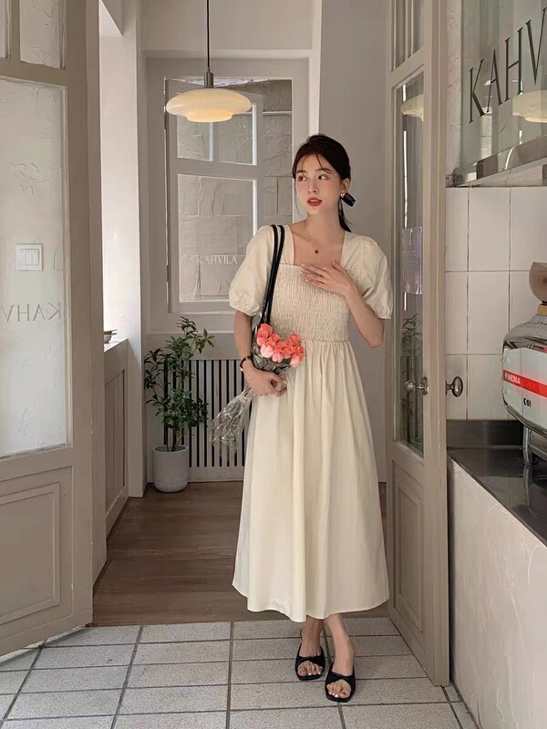 [purple potato home] fresh and simple square collar dress 77118\hbx