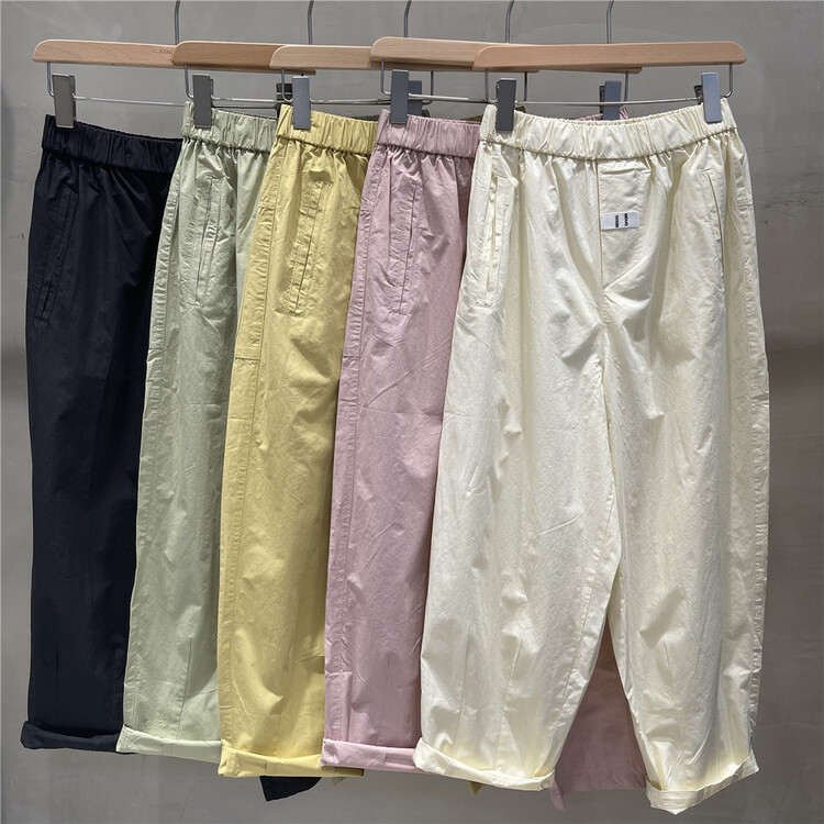 [fabric] elastic waist clean comfortable casual pants 861997\l