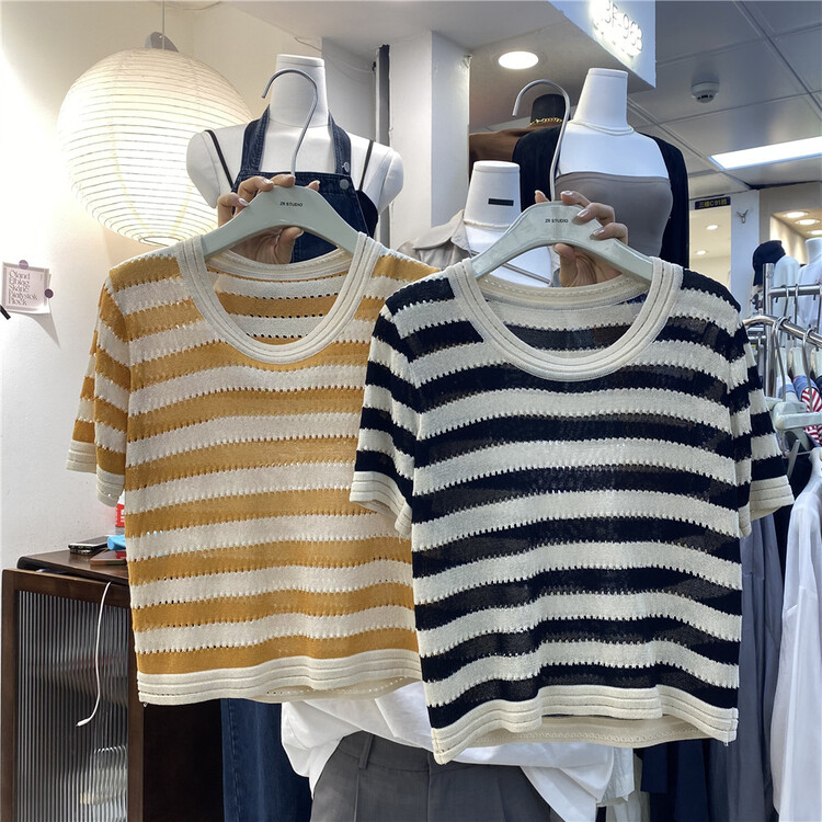 [Zr] stripe simple versatile T-shirt 1007\xyy