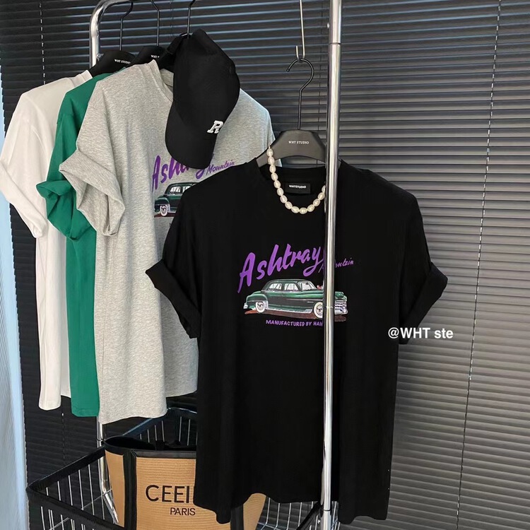 [wht] auto print versatile shoulder pad short sleeve T-shirt 5078\wtt