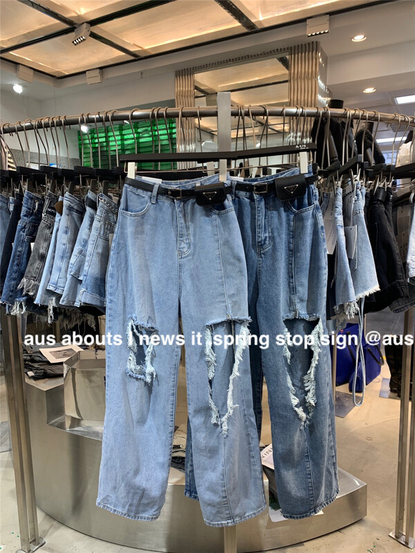 【 aus 】 ripped loose skinny jeans (with belt) g501-1\lsw
