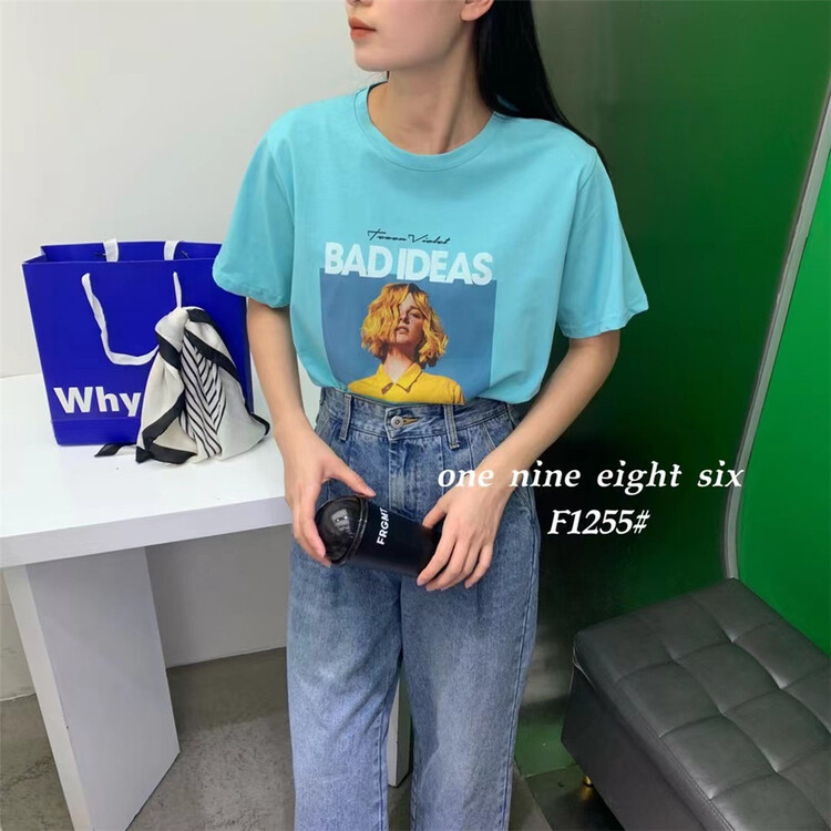 [1986] European and American avatars versatile foreign style short sleeve T-shirt 1255\xyy