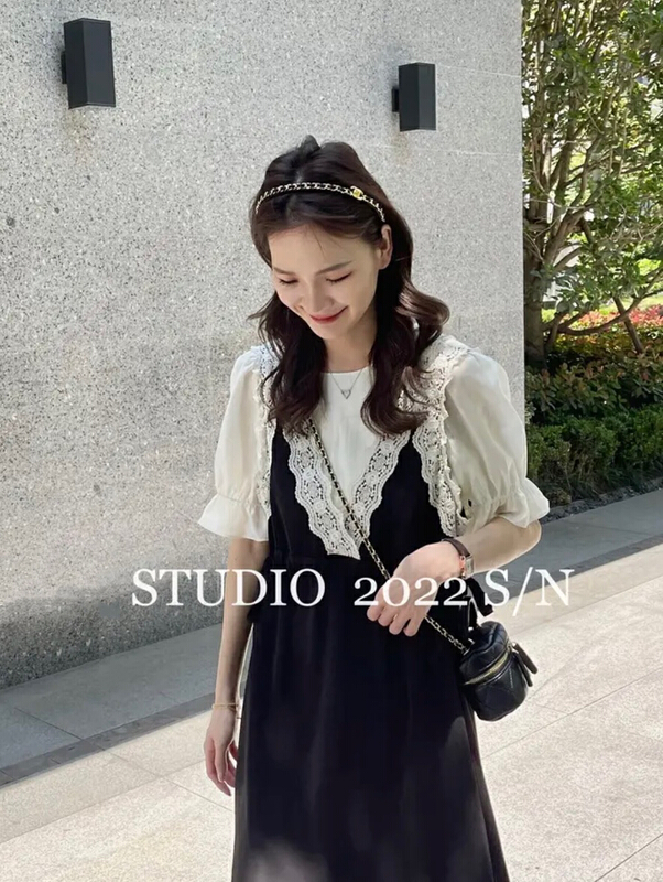 [JH] new net red Tencel short sleeves + contrast vest skirt suit (only suit) 41820\pcz