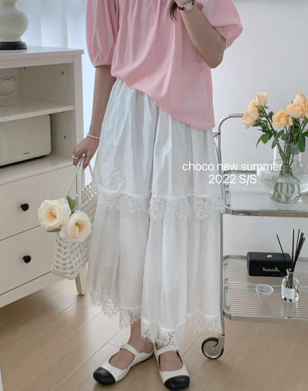 [choco] fresh and simple elastic waist lace skirt 8359\hbx