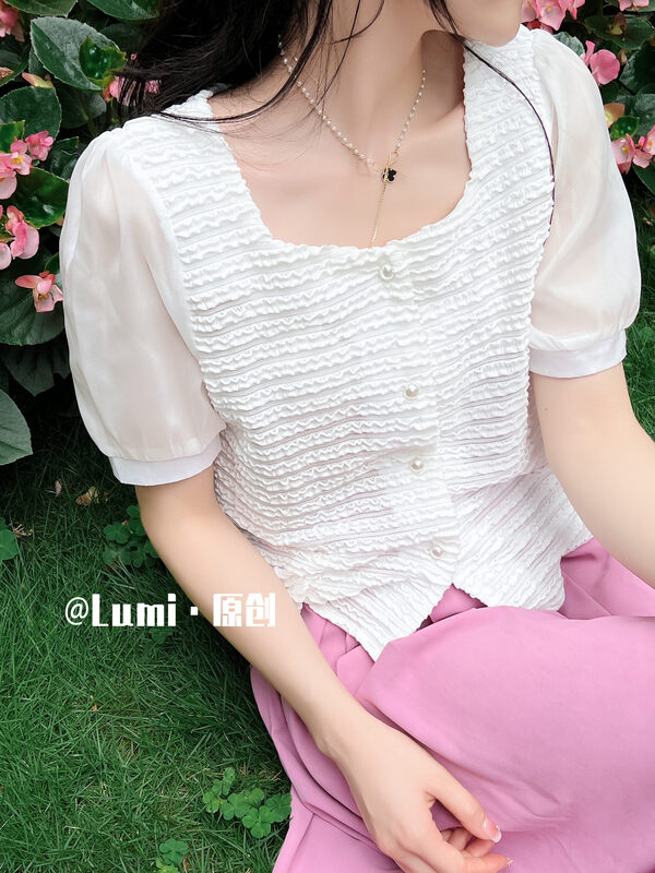[Lumi] single breasted comfortable Korean shirt 85019\ll