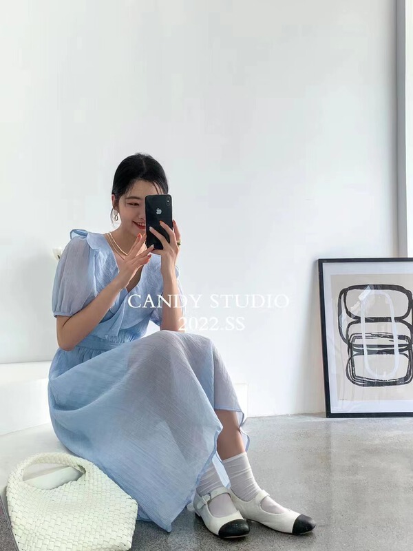 [candy] Korean sweet Ruffle waist dress ys1-3359\zjy