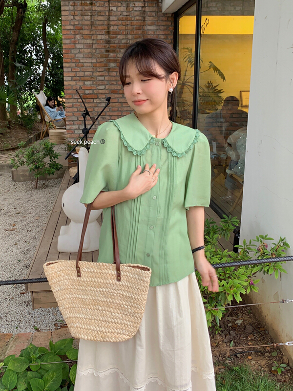 [seek peach] sweet baby collar short sleeve shirt 5261\ll