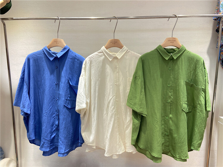 [ninestone nine stones] clear color pocket loose shirt 26995\l