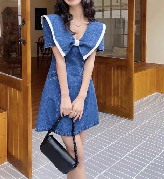 [JH] contrast washed denim dress (dress only) 41058\pcz