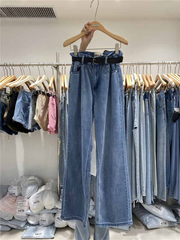 [o not 1] high waist, straight tube, thin, versatile jeans (with belt) w781\lsw