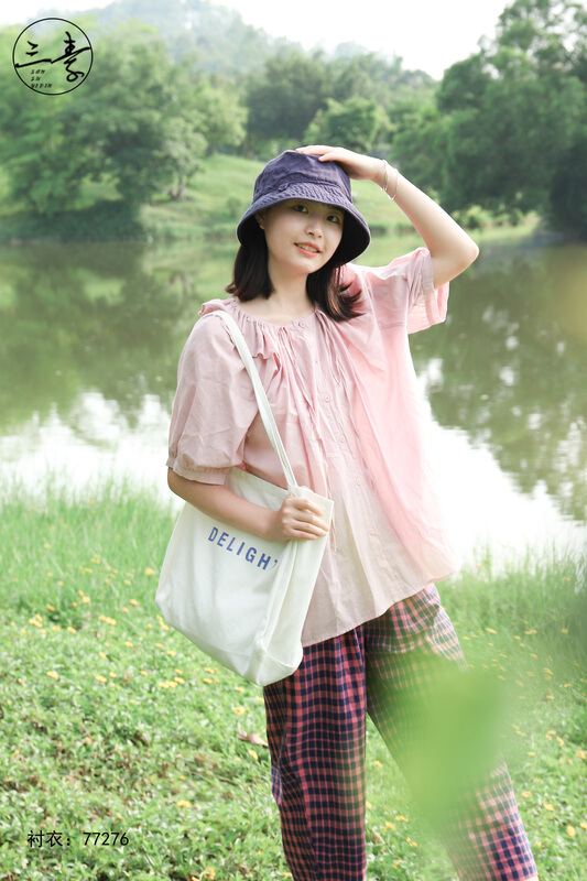 [original of three plain clothes] literary fan Sen's ruffled shirt 77276